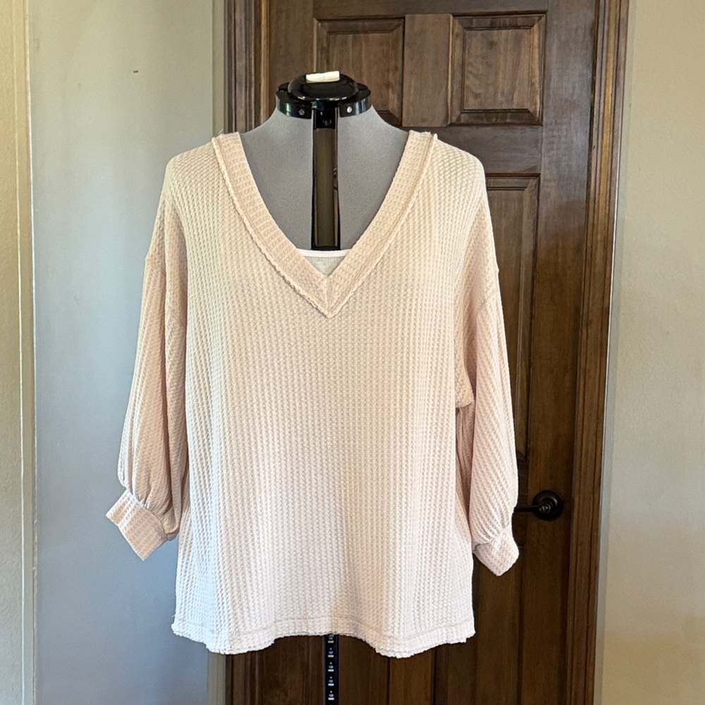 In Bloom Very Light Pink Textured Knit Top